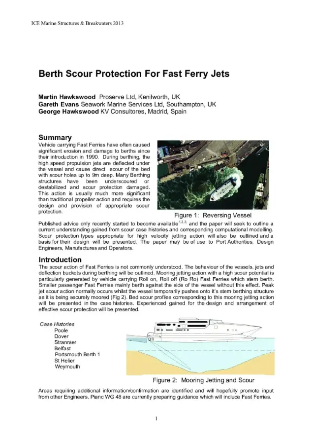 Preview of Berth Scour Protection for Fast Ferry Jets