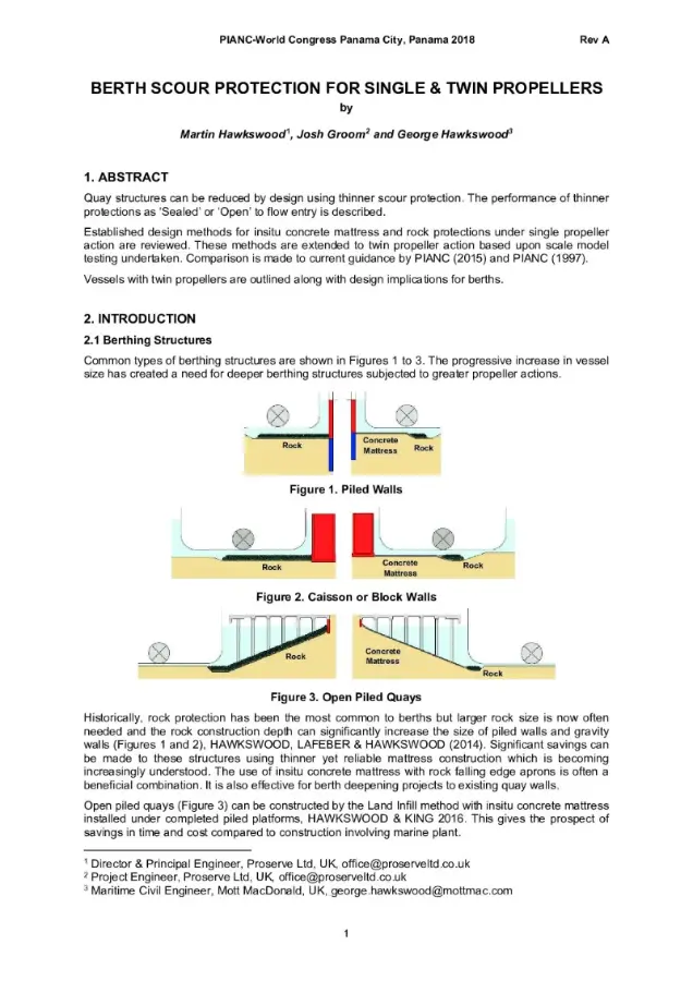 Preview of Berth Scour Protection for Single and Twin Propellers
